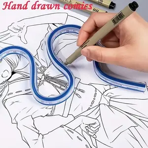 Dual Scale Flexible Ruler (cm/inch) & Elastic Curve Edge, Multi-Functional Plastic Tool for Drawing, Design, Crafts, Durable Portable Measurement