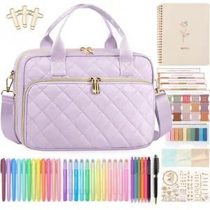 -in-  Journaling Kit - Quilted  Cover Case for Women, 31 Highlighters, 75 Tabs,  Study Supplies & Christian  for Women and Teens ( Strap, Light )