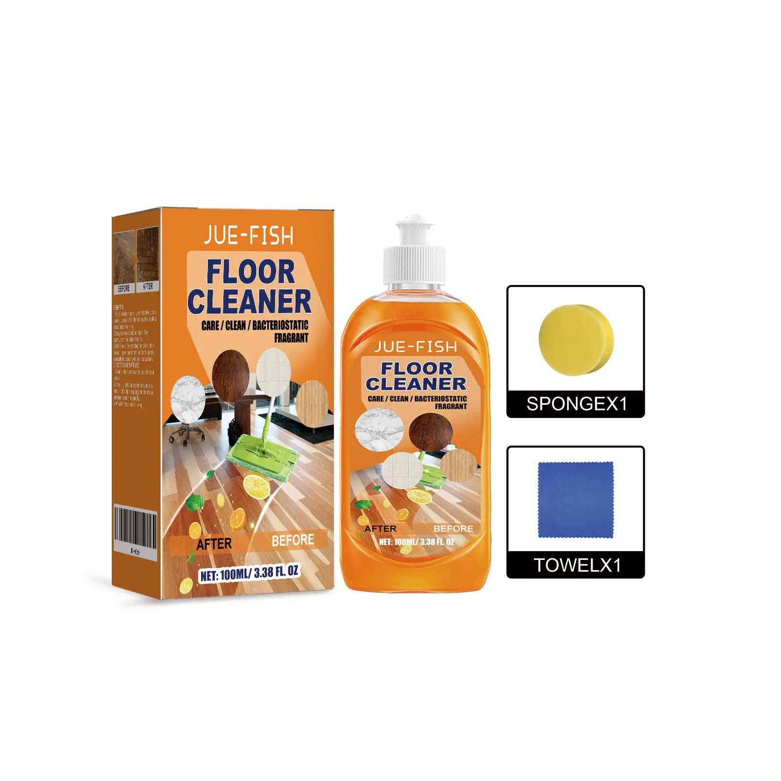 Floor Cleaner Kit 1 Pack - Concentrated Heavy Duty Hardwood & Tile Cleaner 1:100 - Stain Remover Floor Polish for Home Use