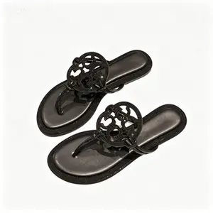 Classic Black Rhinestone Thong Sandals | Non-Slip Flat Flip Flops for Summer Vacation & Everyday Wear