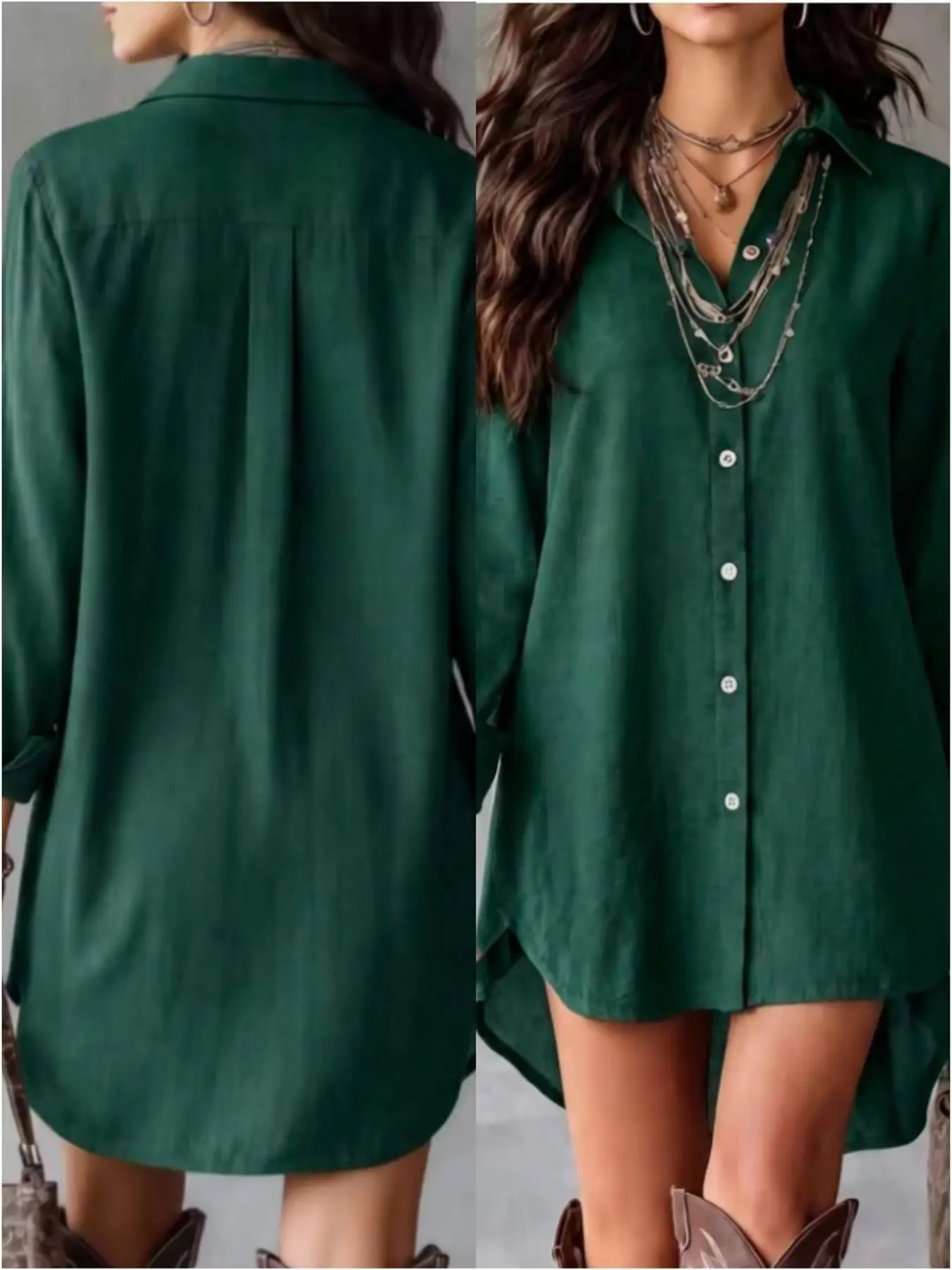 Women's Elegant Lapel Long Sleeve Button Shirt, Loose Fit Casual Top, Comfortable Daily Wear, Stylish Ladies' Blouse, Perfect for All Seasons