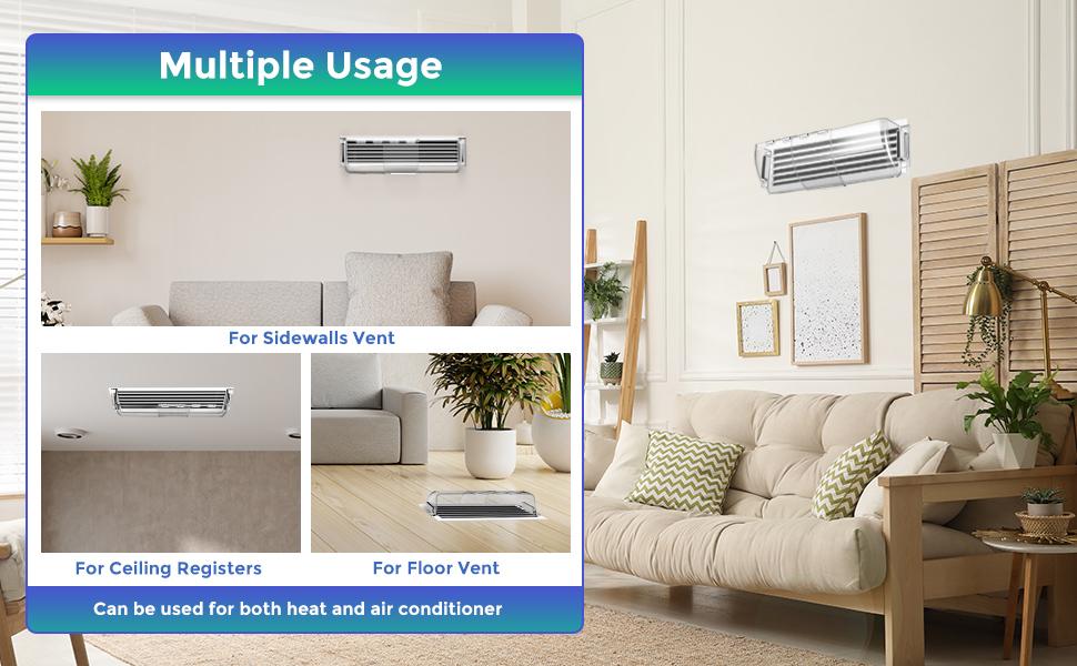 2 Pack Air Vent Deflector - 9"to 15.5" Vent Covers for AC, Wall, Ceiling Registers with and Large Magnets