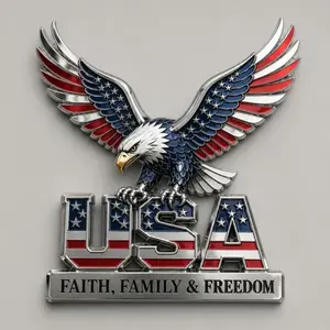 Usa Faith Family Emblem, American Family Badge, Symbolic Design, Ideal Gift for Families, Patriotic Accessory, Quality Craftsmanship