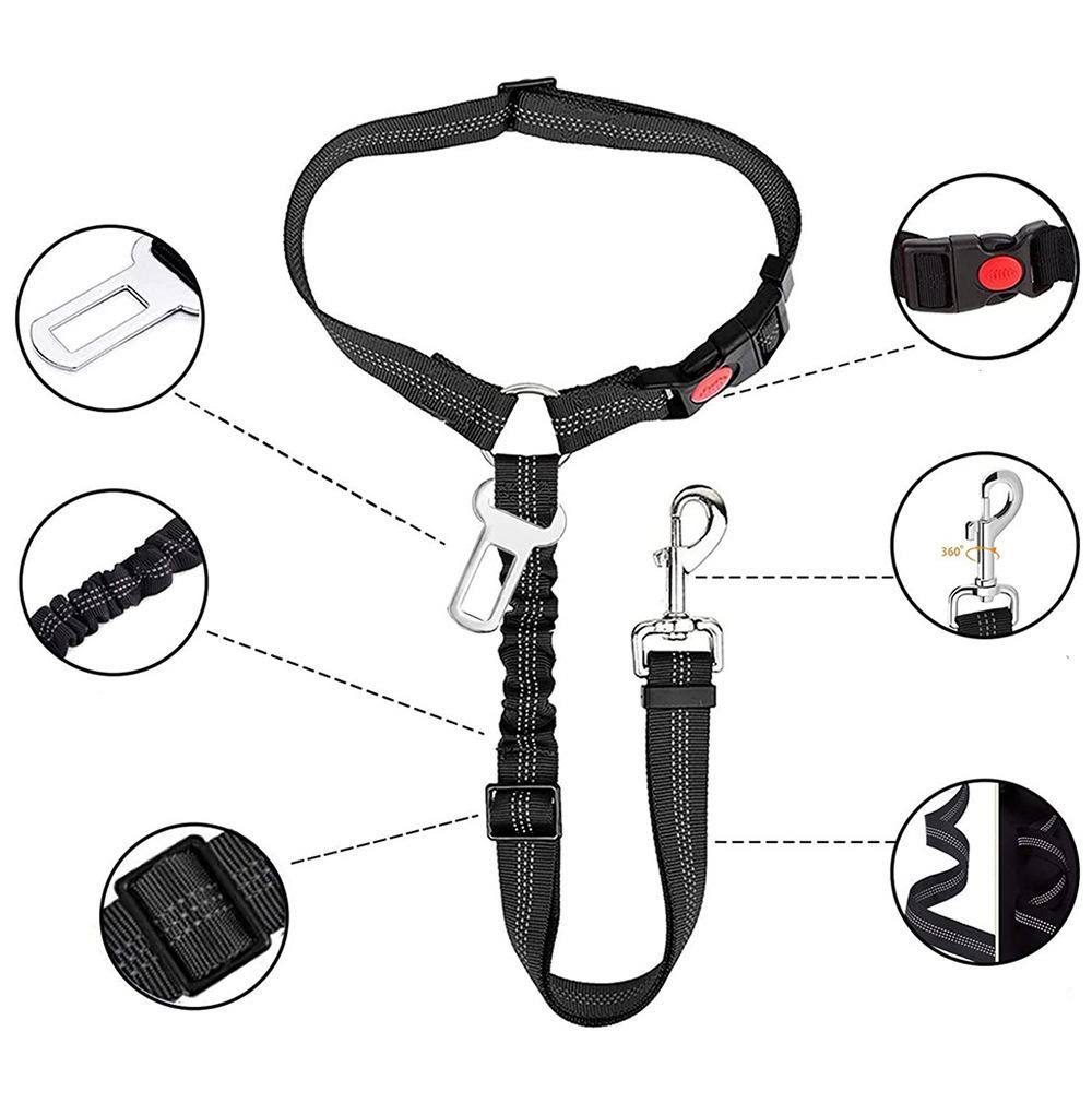 Pet Car Safety Belt, Multifunctional Elastic Retractable Leash for Medium & Large Dogs, Anti-Pull Walking Lead