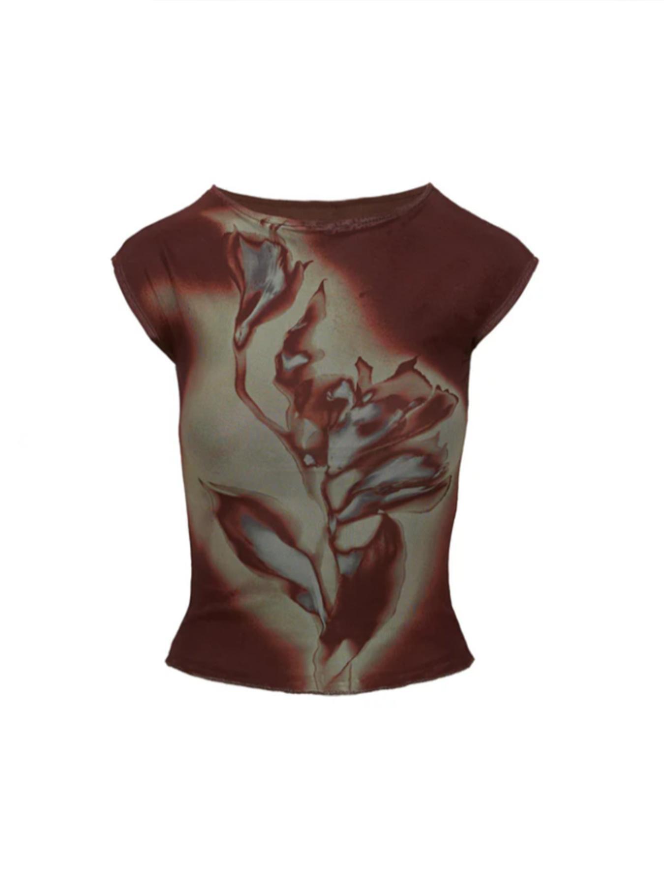 Women's Graphic Print Short Tee, Vintage Trendy Chic Casual Boat Neck T-shirt for Everyday Daily Wear, Ladies All Seasons Clothes, Summer Streetwear, Basic Top, Womenswear