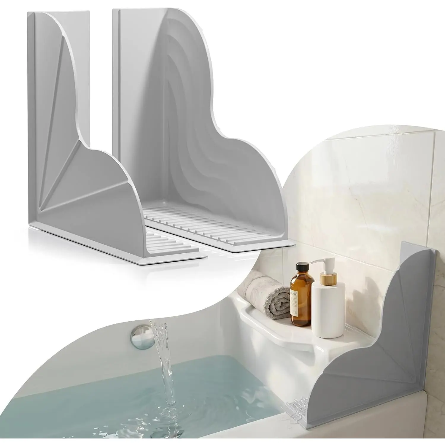 Shower Splash Guard with Suction Cups (Pack of 2), No Adhesive  Splash Guard for Bathtub to Keep Water in Shower, Shower Water Blocker Corner Guards - Gray