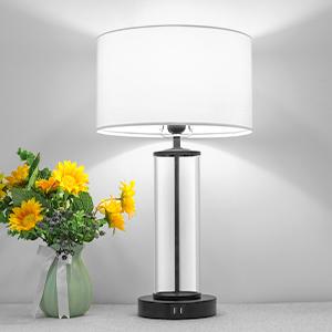 Modern Touch Control Table Lamps with 2 USB Ports for Living Room Set of 2, 3-Way Dimmable Bedside Lamps with Clear Glass for Bedroom Nightstand Hotel, LED Bulbs Included Modern Touch Control Table Lamps with 2 USB Ports for Living Room Set of 2, 3-Way Dimmable Bedside Lamps with Clear Glass for Bedroom Nightstand Hotel, LED Bulbs Included