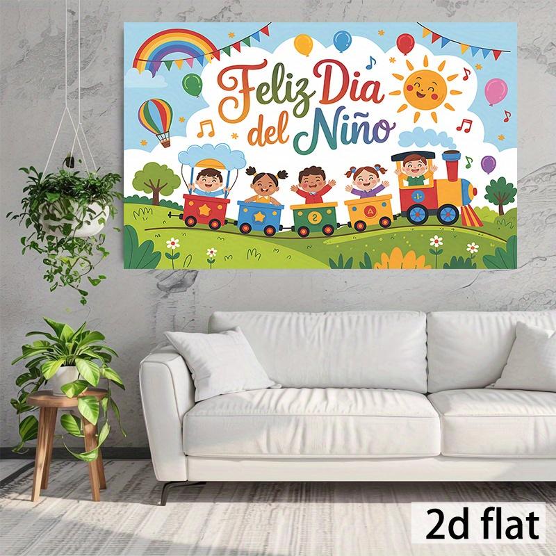 Party Banner 1pc, Happy Children's Day! Landscape Background, Background Fabric, Traditional Decoration, Classroom and Office Banners, Holiday Decoration Photo Banners