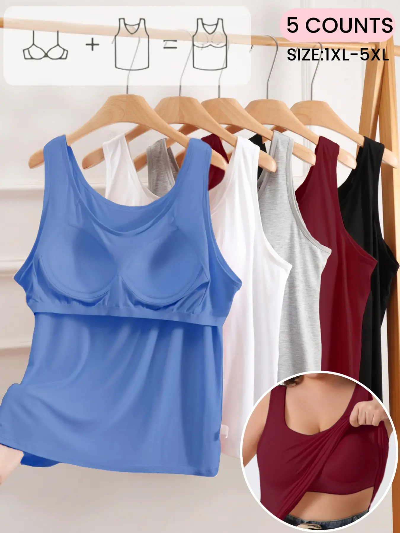 Plus Size Seamless Stretchy Sleeveless Top with Integrated Bra, Slimming, Non-See-Through, Perfect for All Curvy Body Types, Casual Chic, Soft Basic Summer Streetwear Vest, Office Wear, Spring & Summer, Cami Tank Tops, Elastic Tank Top