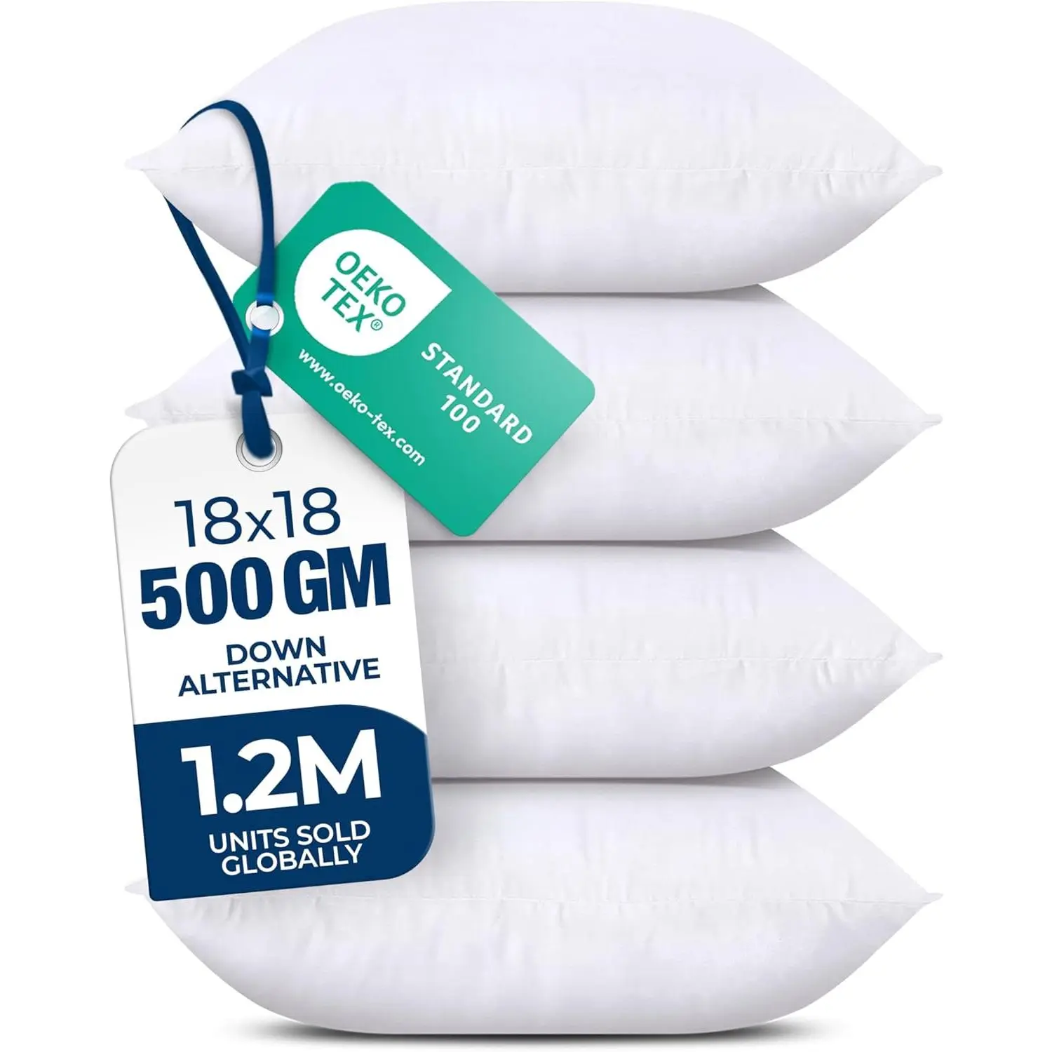 Bedding Throw Pillows, Decorative 18x18 Pillow Inserts, Set of 4| Down alternative pillow insert with plush fill for beds sofas couches and chairs.Suitable for indoor use.