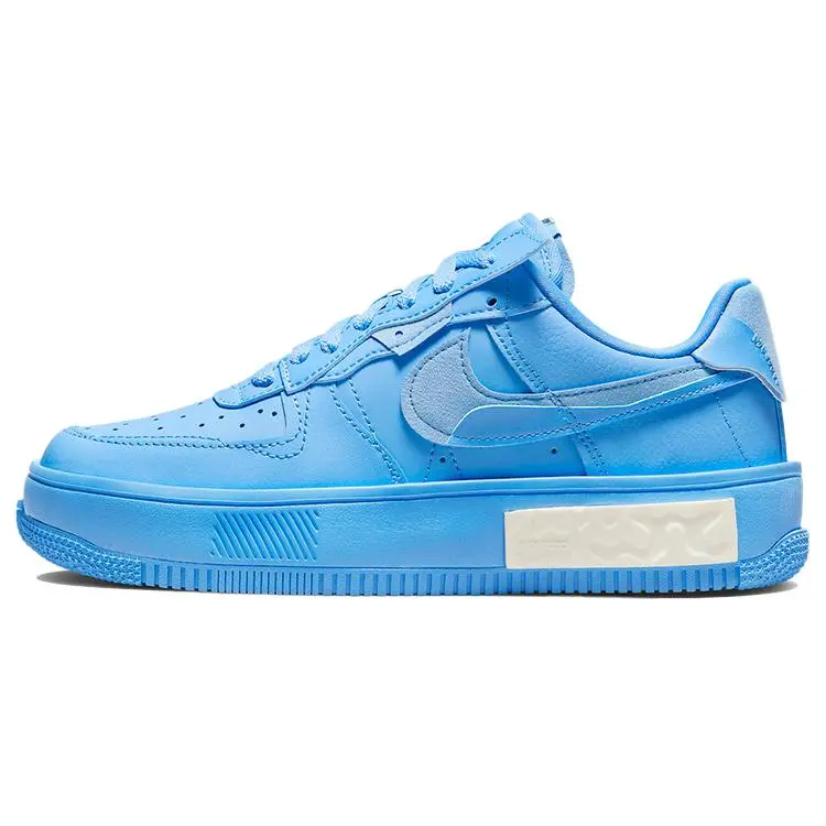 Nike Air Force 1 Low Top Women’s Sneakers in University Blue Deconstructed Design Verifiable, with credentials and supporting global authentication
