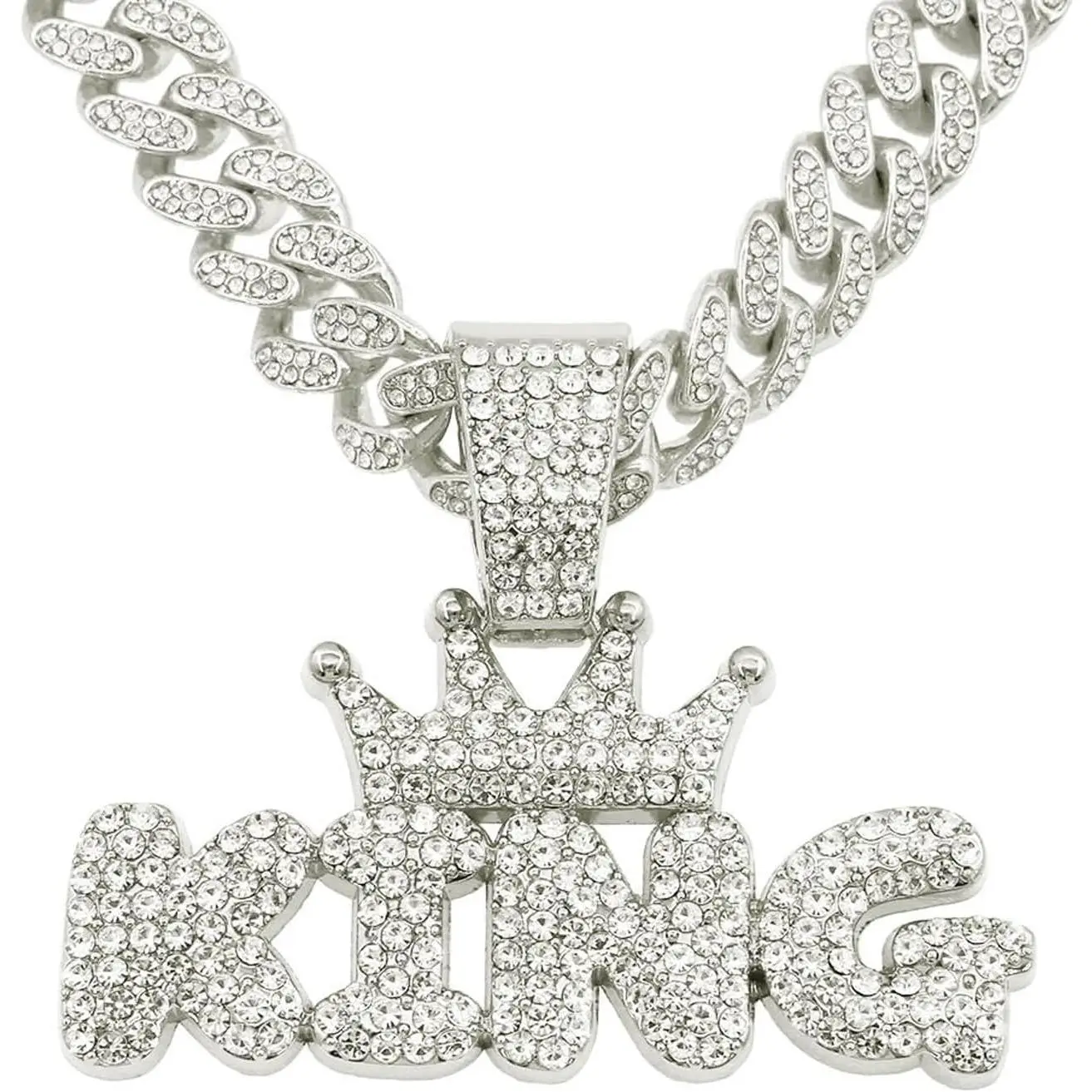 20Inch Cuban Link Chain for Men, Plated Bling  Hop Necklace,Miami   Pendant Necklace,Iced Out  Hop   for Men & Women