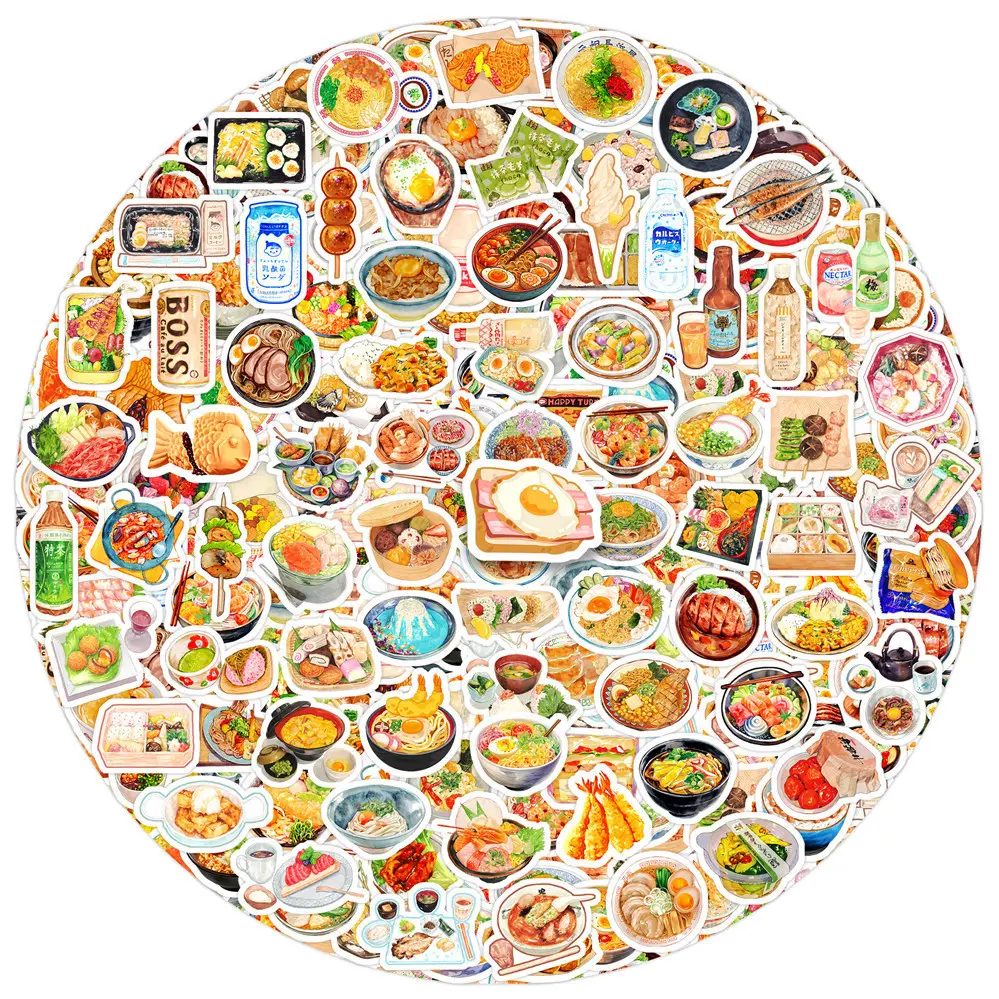 120 Pieces Classic Japanese Food Pattern Stickers Trendy Daily Art Decor Decals