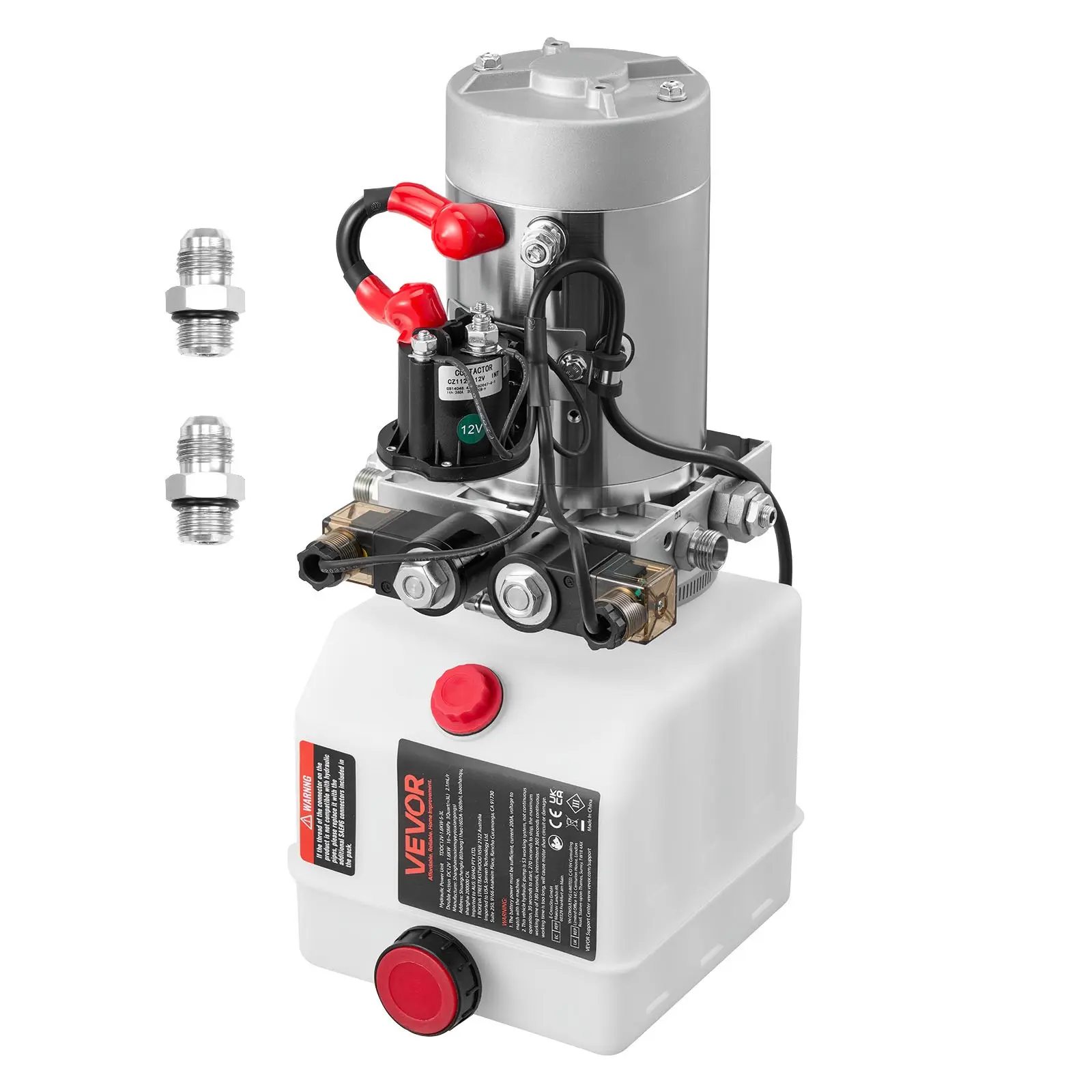 【DealsForYouDays】VEVOR 3 Quart Hydraulic Power Unit, Double Acting Dump Trailer Pump, 3200 PSI Max Relief Pressure 0.91 GPM Flow Rate, DC 12V Hydraulic Pump with Metal Reservoir for Dump Trailer Car Lifting