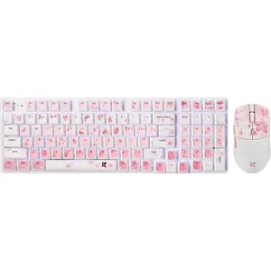 Redragon BS 7552 Wireless Keyboard & Mouse Combo, 98 Keys Low-Profile Mechanical Switch White LED Gaming Keyboard and 4000 DPI Mouse Bundle, Sakura Pink