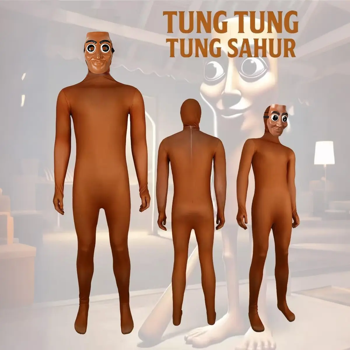 Tungtungtung Sahur Cosplay Stage Props, Triple T Short Video Costume, Brainrot Animals Meme Stick Mask, Halloween Gift
