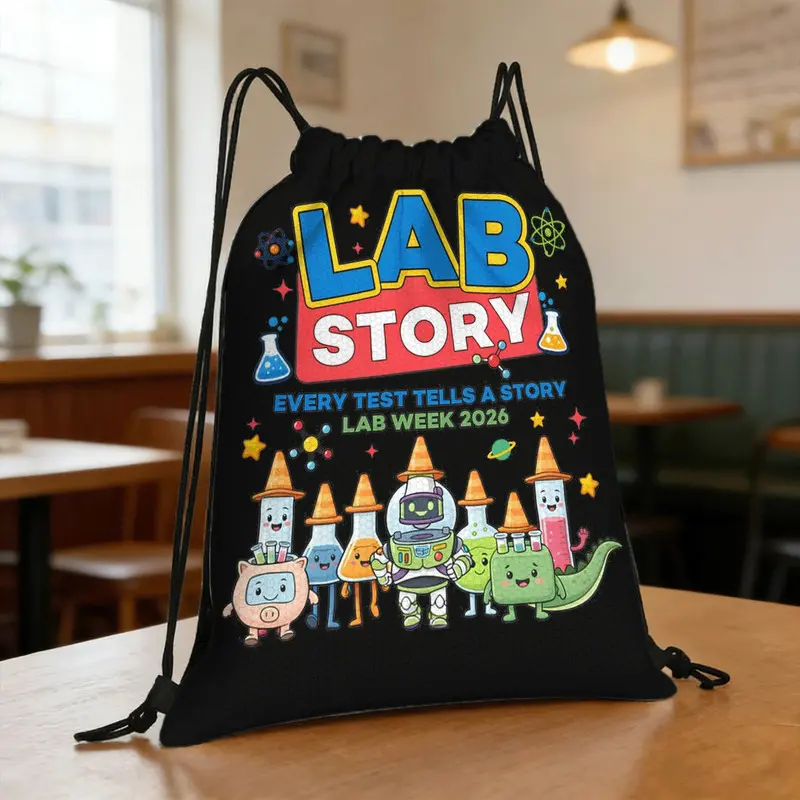 Lab Story Lab Week 2026 Laboratory Technician Team Drawstring Bag |   Ideal for Sports, Fitness, Outdoor Travel, And Training, Perfect for Everyday Leisure, Commuting, And Gym Activities, Gift Idea