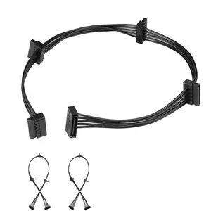 2 Pack 15 Pin SATA to 4 SATA Power Splitter Extension Cable Female to Male 20 inch