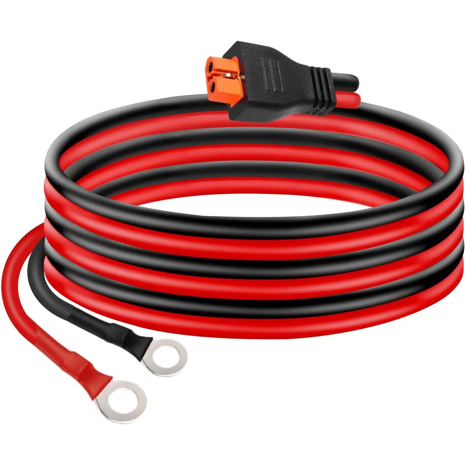 10AWG XT60i to O Ring Terminal Connector Cable – 10FT Heavy Duty Tinned Copper Wire XT60i Power Extension Wire for Battery Connection, Solar Panel, Inverter
