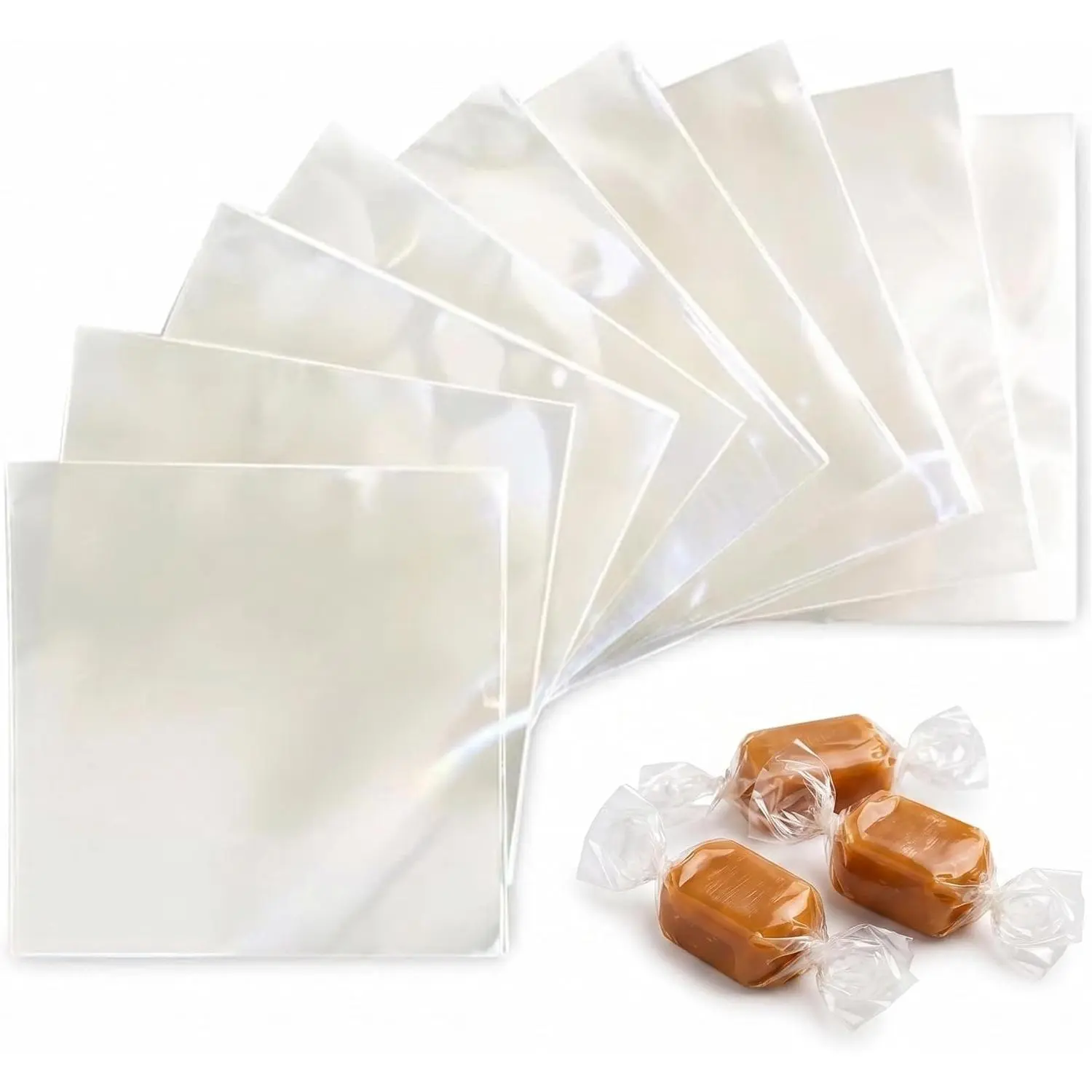 Clear Candy Wrappers 300-pk (5 x 5 in) - Cellophane Candy Wrappers