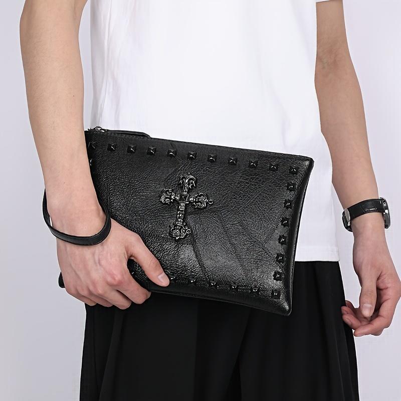 New style men's bag, fashionable and versatile women's bag, rivet envelope clutch, small bag, large capacity hand-held bag