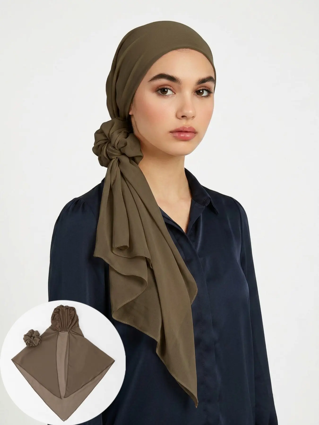 Women's Instant Turban Headscarf, Breathable Chiffon Tie Turban with Elastic Hair Scrunchie, Casual Street Style, All Seasons, Head Scarf Turbans