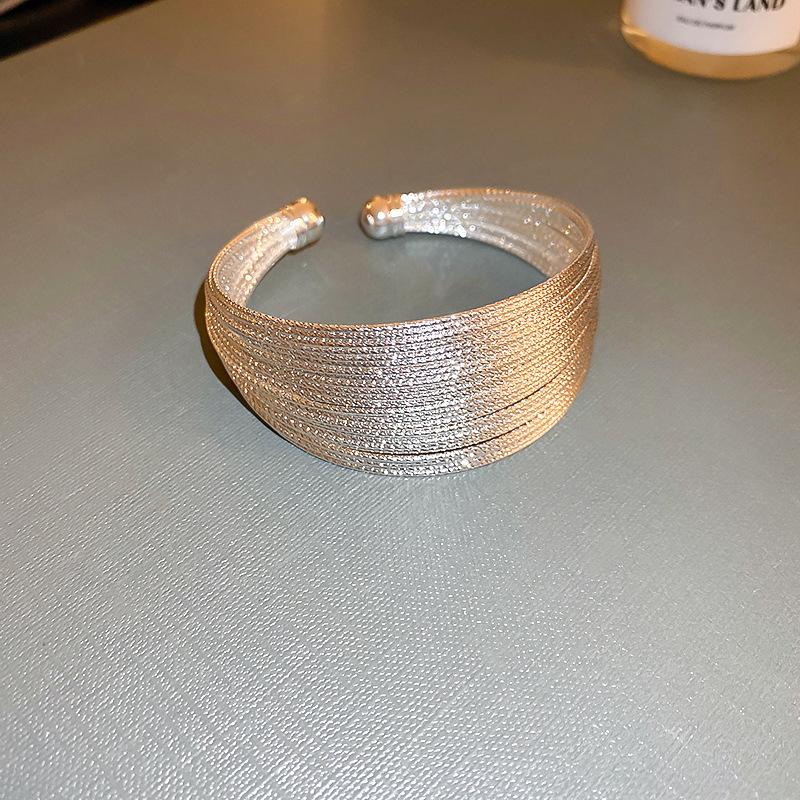 Silver Wide Cuff Bangle for Women, Minimalist Open Cuff Bracelet, Chunky Statement Jewelry for Daily Wear & Party