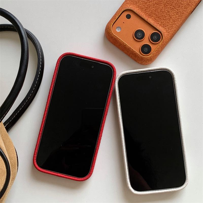 Simple solid color denim pattern case for iPhone 14/13, for iPhone 17/16/15 PRO MAX, anti-drop phone cover