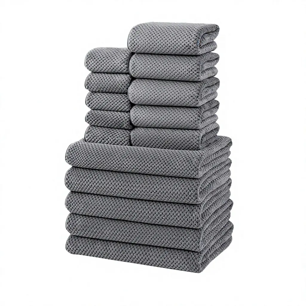 15 Piece Bath Towel Set, Quick Dry Microfiber Bath Towels - 5 Large 28x55 Inch, 5 Hand Towels 14x30 Inch, 5 Washcloths 14x14 Inch, Ultra Soft Coral Fleece Lightweight Towel Sets for Bathroom, Gym, Hotel and Spa, Quick Drying Towels