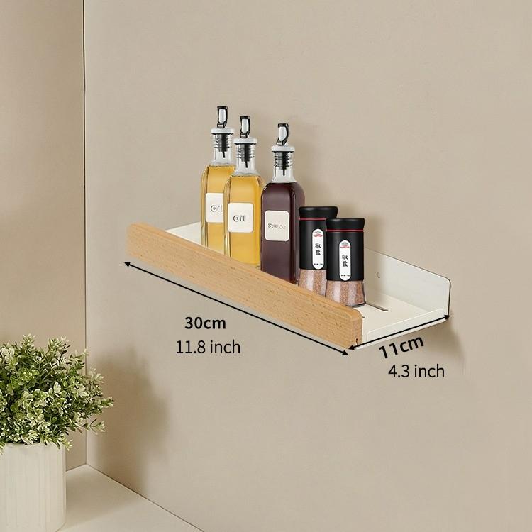 Wooden Wall Mounted Storage Rack No Drilling Required