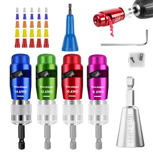 Color-Coded AWG Wire Stripper & Drill Bit Set – 7PCS Kit with Tungsten Steel Blades, Zinc Alloy Connectors, Ideal for Electrical Wiring