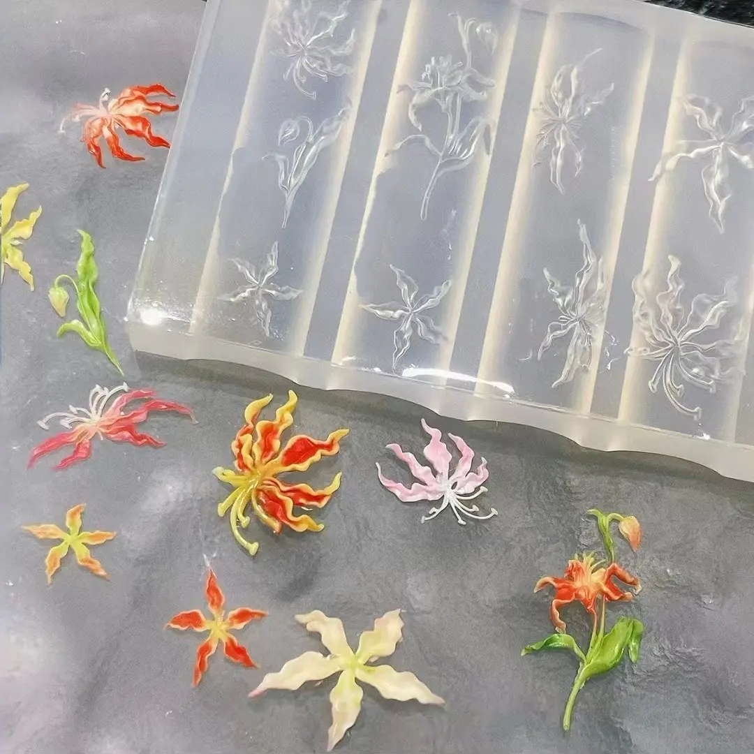 Single Pack Calla Lily Ice Flower Nail Art Mold, Blue Lily 3D Nail Mold, High Transparency Silicone Nail Mold, Beauty Tool, Diy Nails Art, Nail Art Supplies