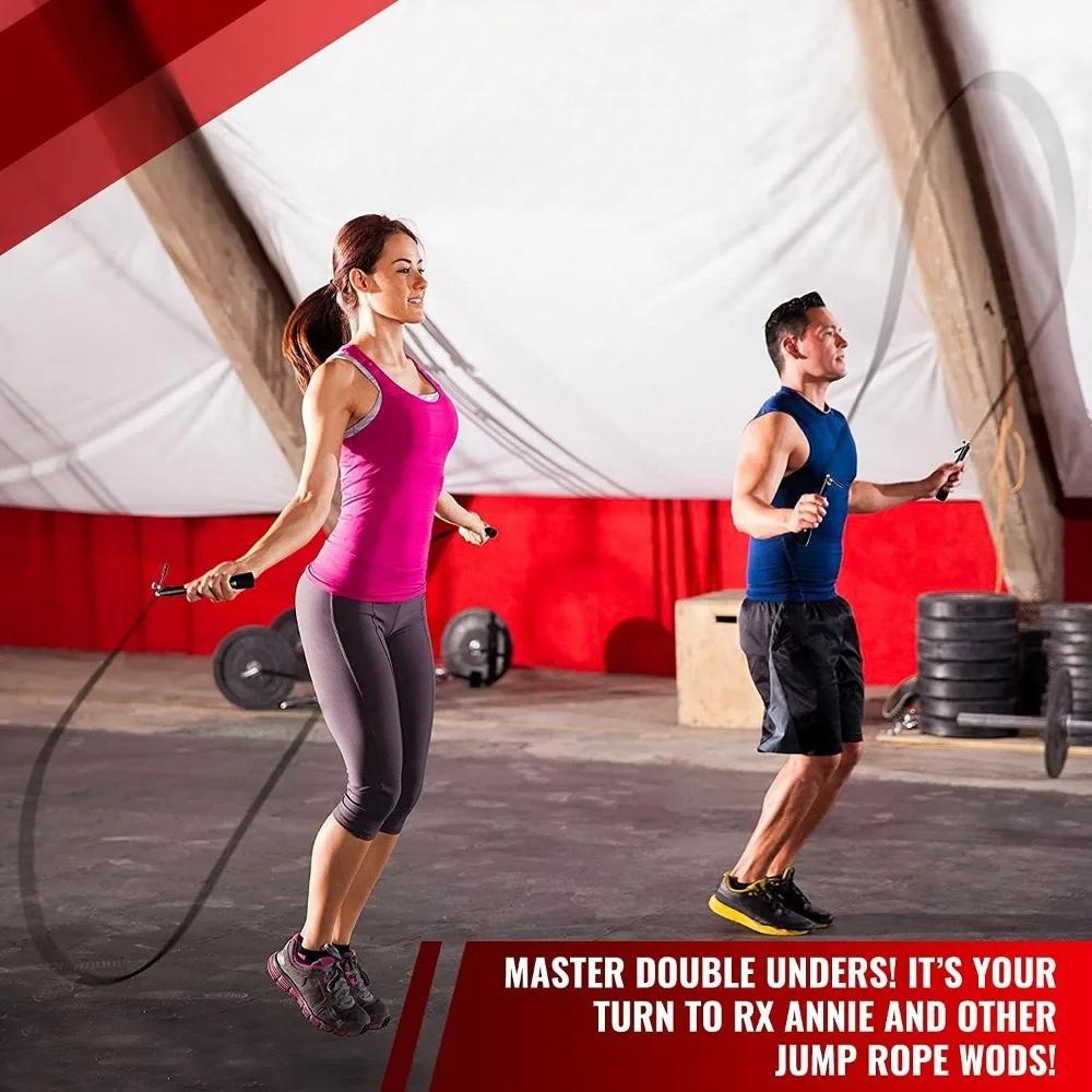 - Blazing Fast Double Unders - Latest Technology Adjustable Cable Jumping Rope for WODs, MMA, Martial Arts, Box