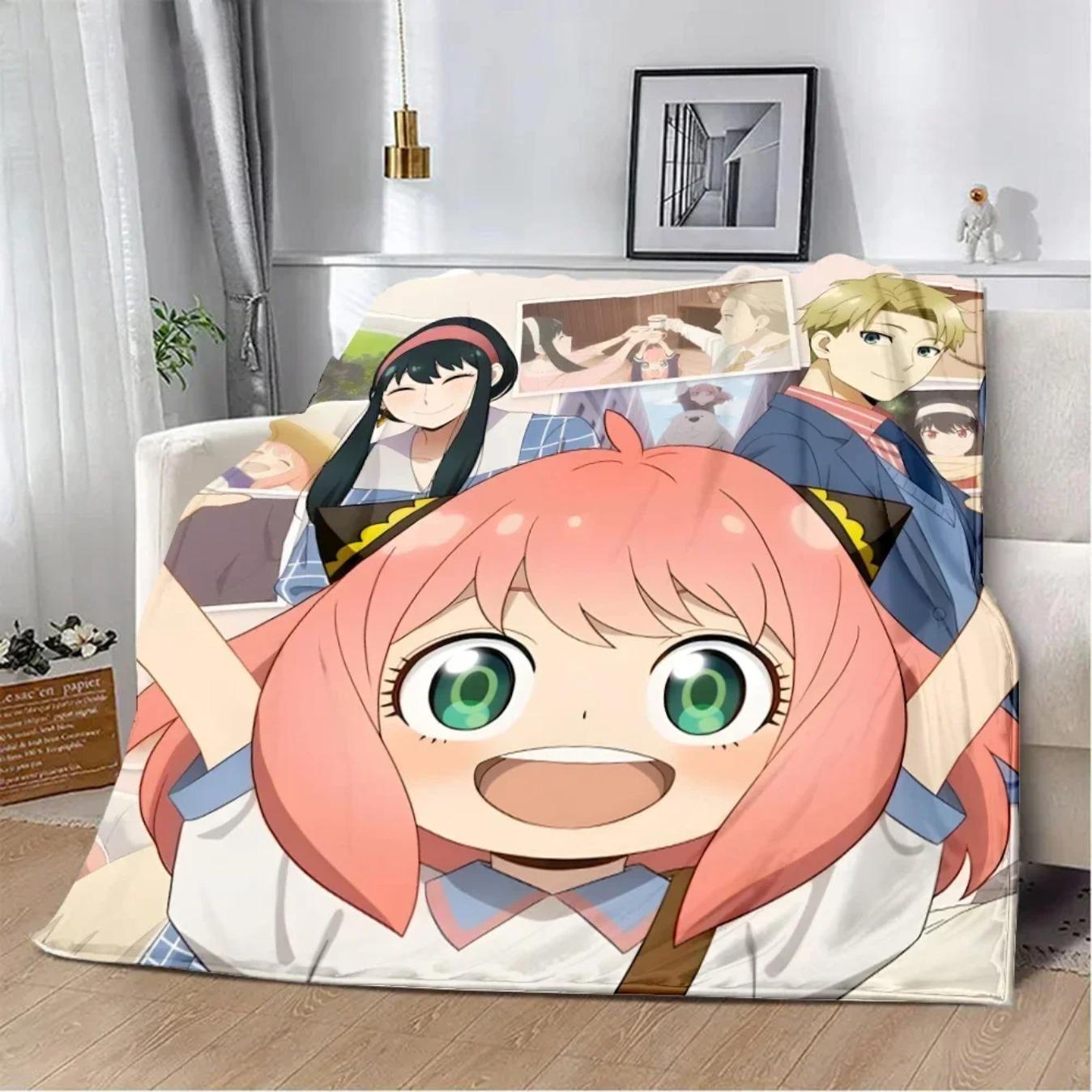 Spy x Family Anime Cartoon Printed Flannel Blanket Soft Cozy Warm Throw Blanket for Sofa Bed Picnic Travel Home Decor Birthday Gift for Fans