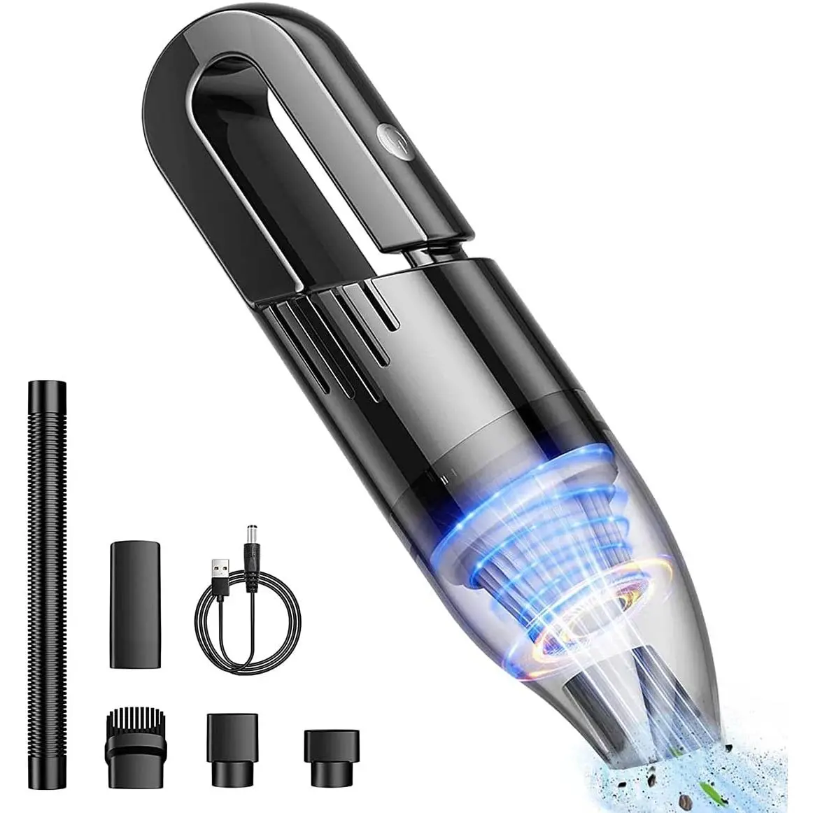 Handheld  Vacuum Portable Cordless, Mini Dust Buster with High Power | Vacuum Rechargeable, Washable HEPA Filter, With a Flexible Hose and Multi-Nozzles, Compact and Lightweight, Quiet and Safety