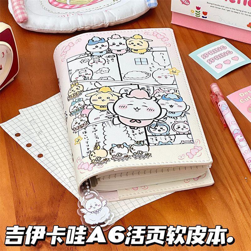 Chiikawa A6 Loose-leaf Notebook Cute Kawaii Portable Journal Book Students Detachable Pages Diary Planner Stationery Girl Gift