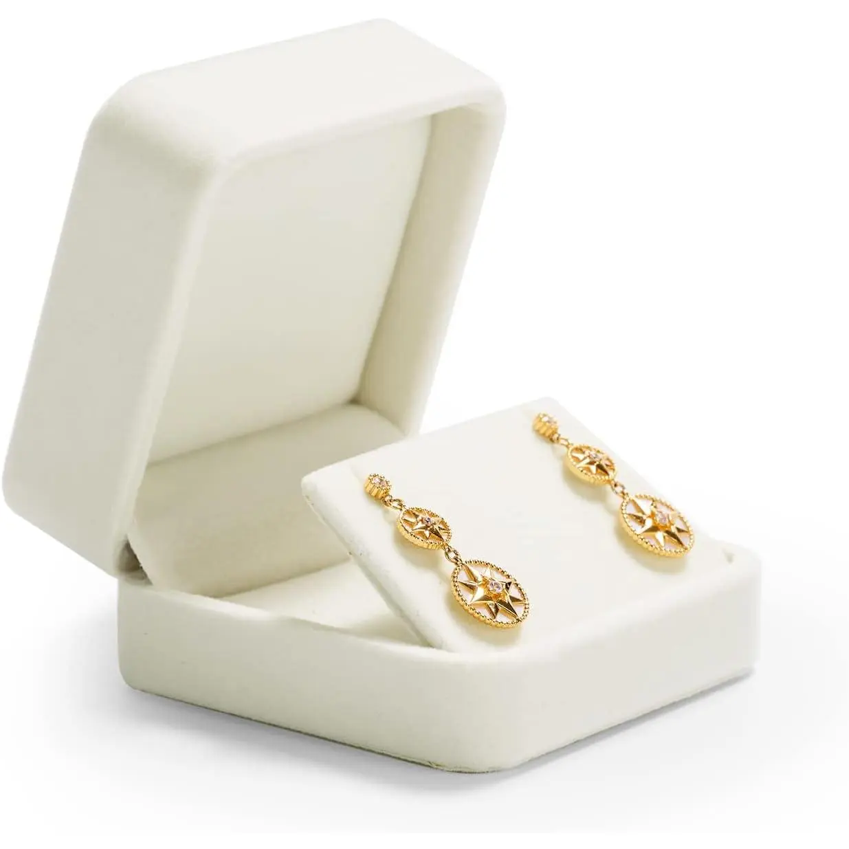 White  Earring Box, for  Giving | Versatile Storage,Dangle Earring Stud Holder Boxes,2.76" x 2.76" x 1.77",Slips Easily into a Handbag or Pocket,
