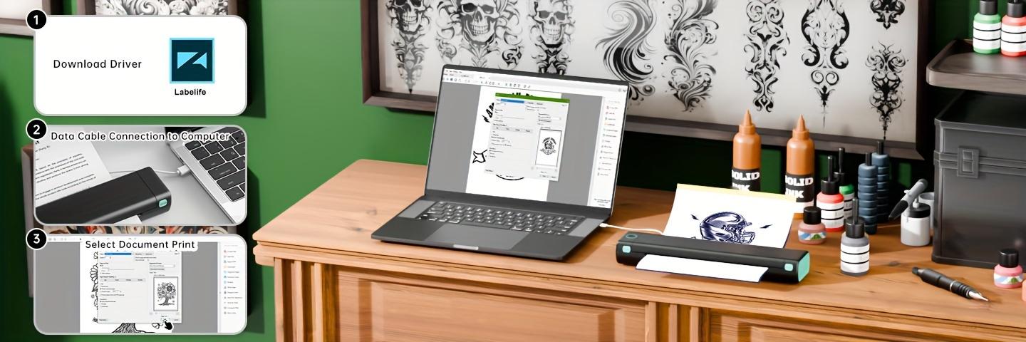 New Phomemo M08f Tattoo Transfer Printer Wireless A4 Thermal Advertising printing and drawing equipment