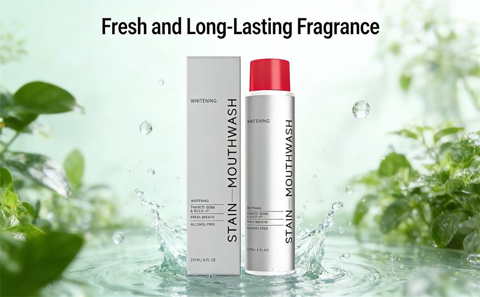 Stain Mouthwash, Gunk Removing Mouthwash for Fresh Breath, Gentle Oral Hygiene, Fresh and Long-Lasting Fragrance, with Essential Oils 237ml (2PCS)