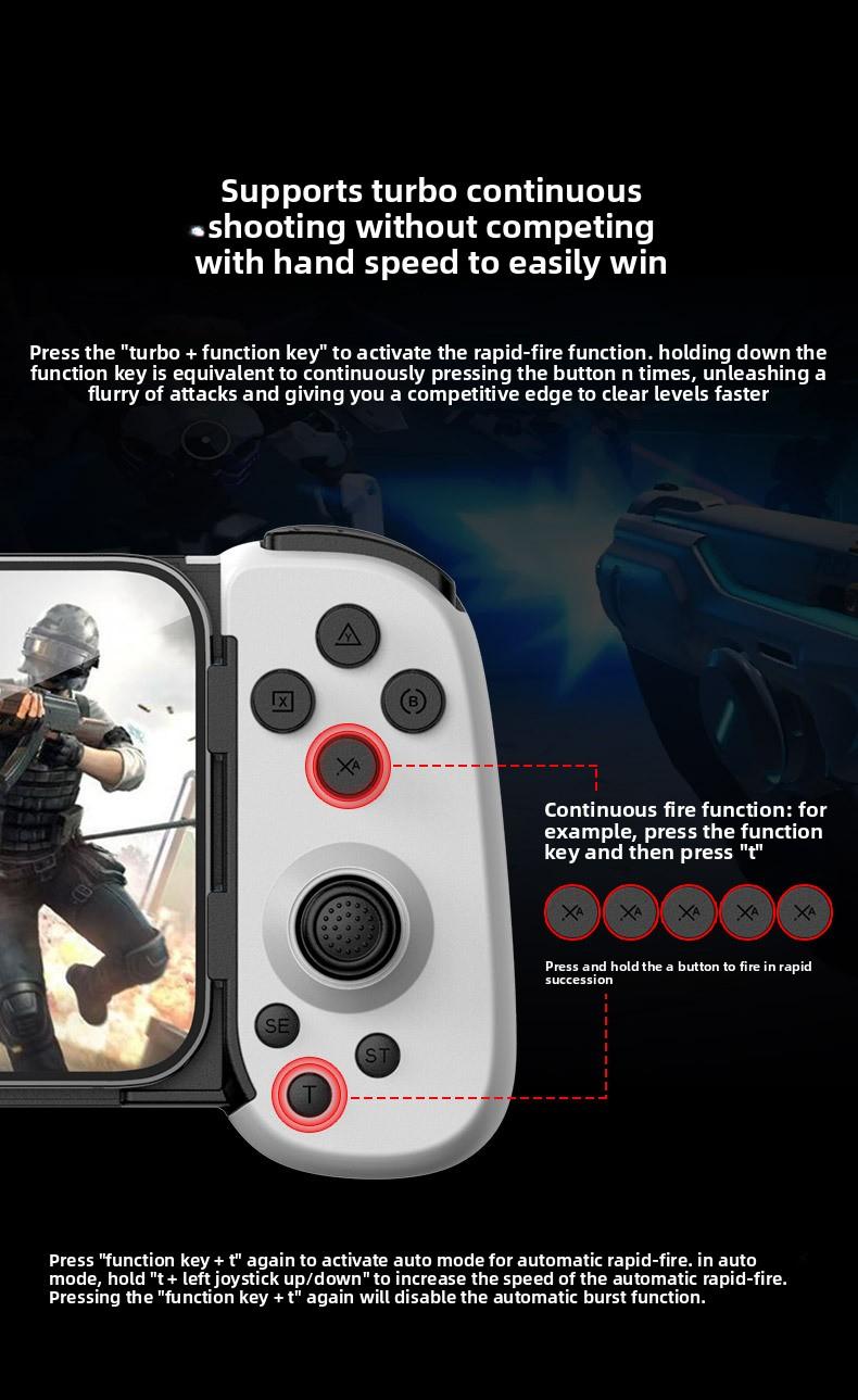 Dual Hall Effect Telescopic Gamepad - D6DP Wireless Controller for Switch Android iOS Windows