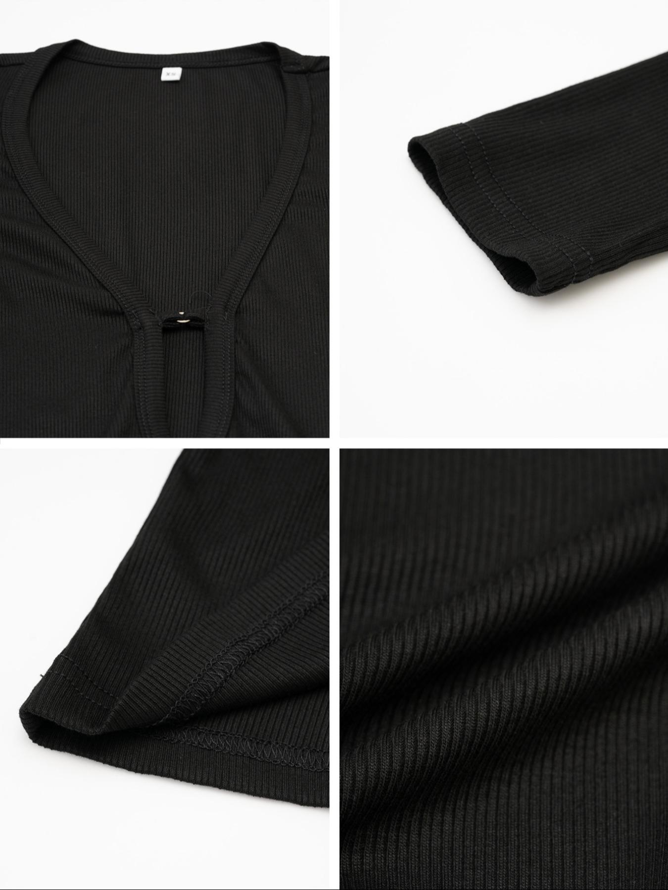 Solid Color Casual Long Sleeve T-Shirt, Slim-Fit Kint Fabric, Thin Material for Fall Season, Comfortable Everyday Wear