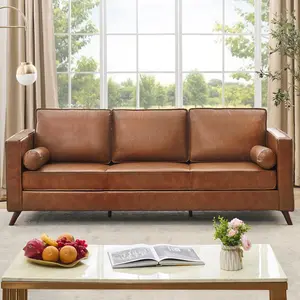86" Sofa Couches for Living Room, Leather Sofa with Deep Seat, 3-Seater Comfy Modern Couch for Apartment Office