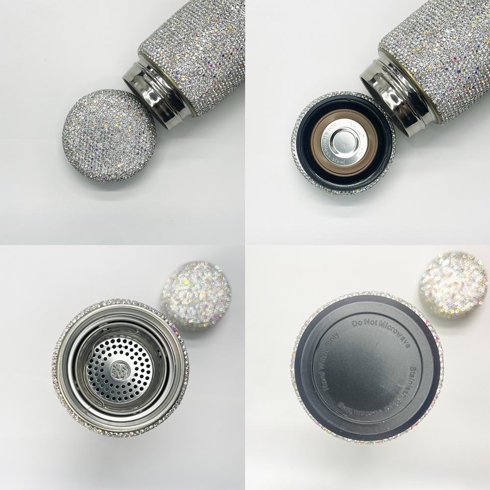 Live Cupcupmore 16oz Bling Rhinestone Vacuum Flasks Double Wall Stainless Steel Insulated tumbler with Leak-proof Lid Glitter Water bottle,Sparkle Portable Thermal Mug for Women Men,Keeps Cold 12 Hours and Hot 6 Hours Shiny Drinkware Cup