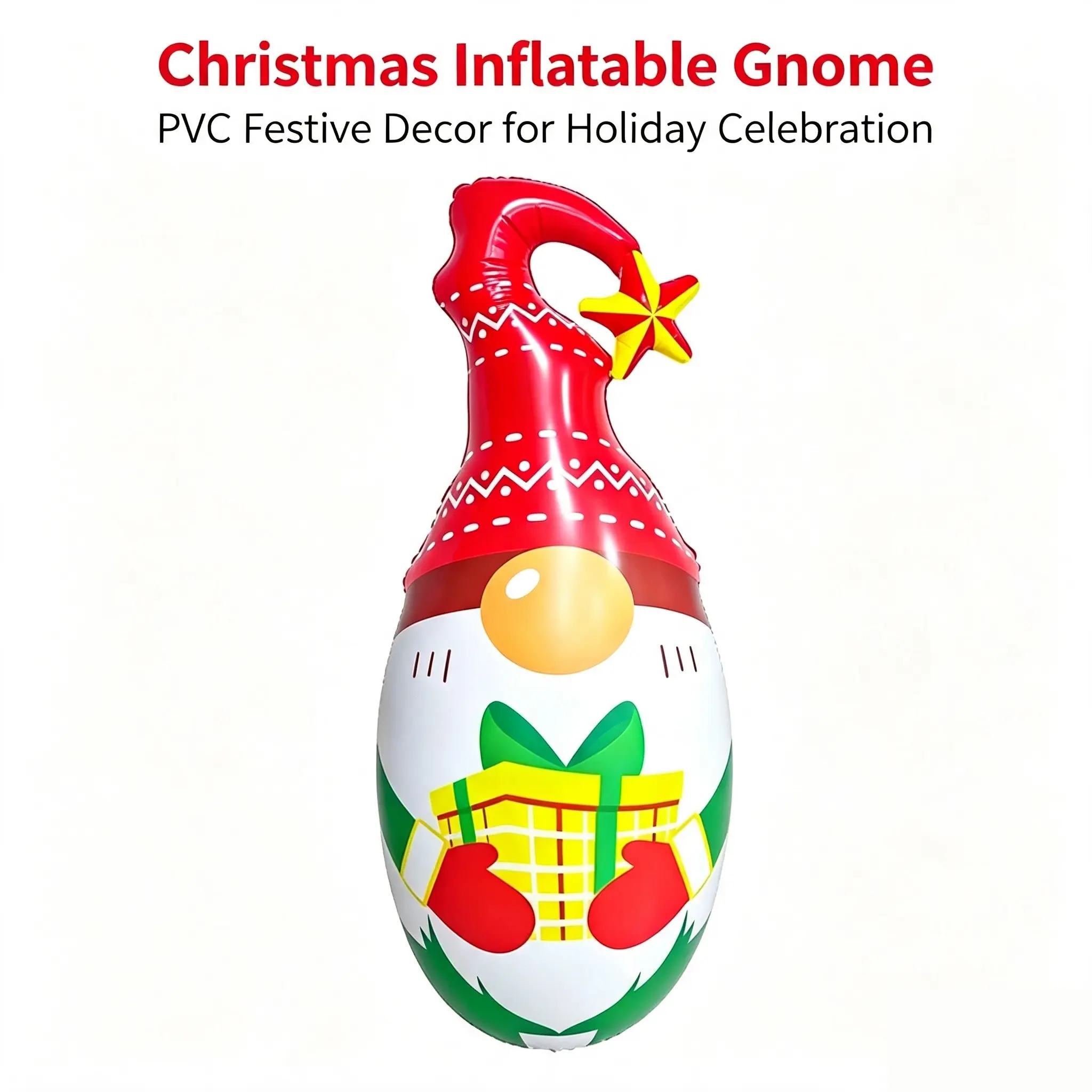 PVC Inflatable Christmas Gnome, Nordic Cartoon Festival Style, Ideal for Garden Decor, Christmas Party, Window Display, Festive Atmosphere