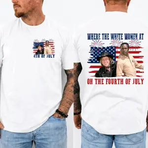 Where The White Women At On The Fourth Of July Shirt, Blazing Saddles Movie T-Shirt, Classic Movie Quote Tee, Funny Show Fireworks T-Shirt for Independence Day, MADE IN USA