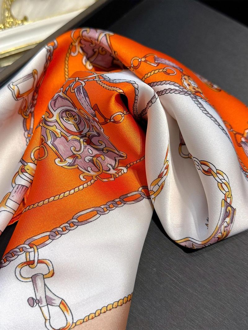 Chain Print Square Scarf, Fashionable Soft Lightweight Scarf for Women, Casual Versatile Accessories for Daily Wear, Fashion Accessories for Party, Daily Clothing Decor