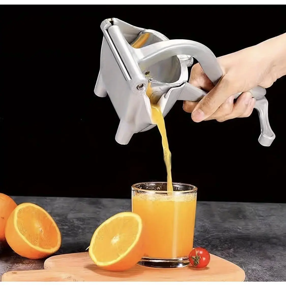 Portable Stainless Steel Manual Citrus Juicer - Metal Aluminium Handheld Fruit Vegetable Squeezer for Lemon, Orange - 1 Pack Home Kitchen Utensil & Gadget, Handheld Press