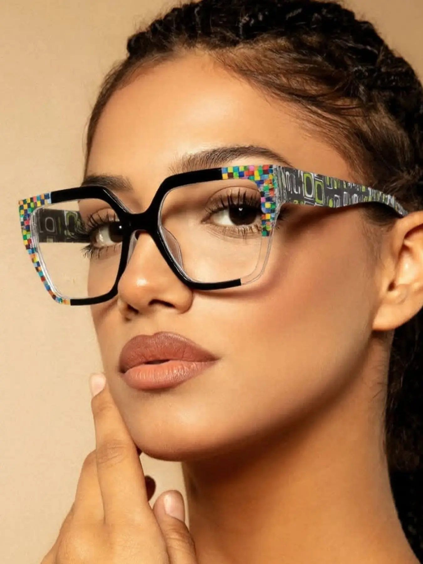New Retro Square Fashion Glasses, Trendy Colorblock Design, Unisex Streetwear Accessories, All-Season Decorative Eyewear