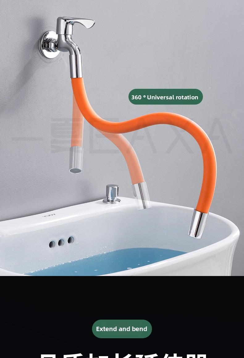 Universal Flexible Faucet Extender Tube with 360° Swivel Anti Splash Water Supply Hose Bendable Shape Holding Extension Pipe