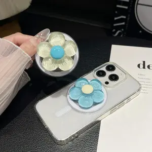 Floral MagSafe Expandable Collapsible Phone Grip Stand Strong Magnetic Holder for iPhone